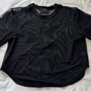 Heroine Sport Mesh T-shirt Top Black Short Sleeve Women's Medium